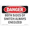 Signmission OSHA Sign, 10" Height, 14" Width, Rigid Plastic, Both Sides Of Switch Always Energized, Landscape OS-DS-P-1014-L-1641 - alternate 1